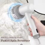 Cordless Electric Spin Scrubber 5 in 1 Rechargeable Cleaning Brush with 5 Replaceable Heads | Power Scrubber for Bathroom Kitchen Tile Grout Shower and Car Deep Clean
