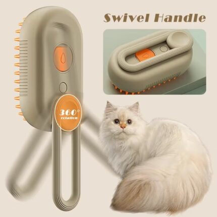 3 in 1 Cat and Dog Steam Brush Electric Pet Hair Remover Grooming Comb with Spray Mist Function | Self Cleaning Glove Brush for Cats and Dogs