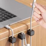 Magnetic Cable Clip Winder and Holder with Strong Adhesive | Desktop Wire Organizer for USB Charging Cables Office and Home